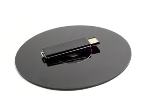 Black CD compact disc and black removable USB drive